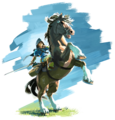 Breath of the Wild Link on horseback artwork