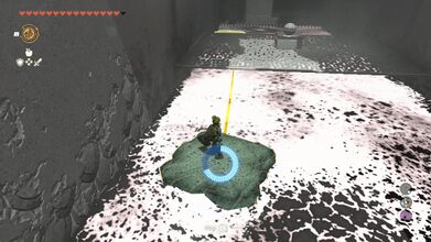 Use Recall on the small platform and ride across the lava
