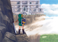 Link looking at the Tower of Hera