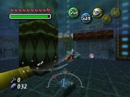 2. The next one is trapped in a bubble underneath the platform you enter this room from. Sink down with the Zora Mask and grab it.