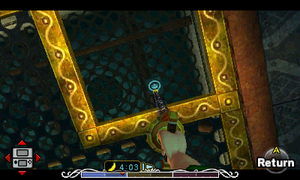 Stray Fairy #9 - Then use the Hookshot on the target above to reach the higher level of this room where the stray fairy can be found.