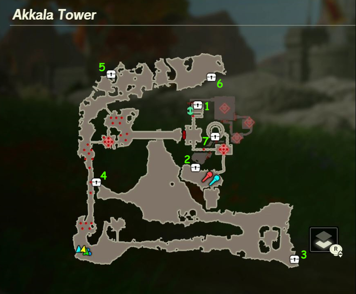 There are 7 treasure chests found in Akkala Tower.