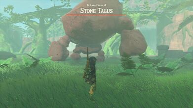 Fighting a Stone Talus in Tears of the Kingdom