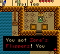 Link obtaining the Zora's Flippers in Oracle of Ages
