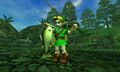 Link grabbing a fish in Ocarina of Time 3D