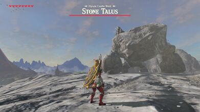 Fighting a Stone Talus in Breath of the Wild
