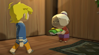 Grandma giving Link the Hero's Clothes
