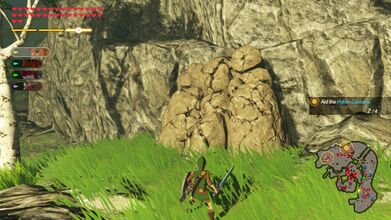 In the southeast portion of the map, there are some breakable boulders along the western wall. Use a Remote Bomb to destroy the rocks about midway down the western wall.