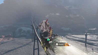 Ride the rail north of Goron City that heads east towards Death Mountain