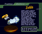 Zelda (Smash: Blue Dress) trophy from Super Smash Bros. Melee, with text
