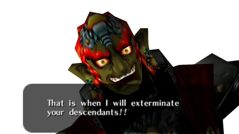 File:Ganondorf swears he will exterminate - OOT64.png