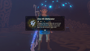 Information displayed when obtaining the One-Hit Obliterator