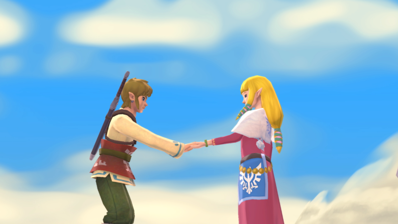 File:Zelda Ceremony of the Goddess Link handhold - SSHD prerelease screenshot.png