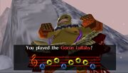 Goron Link playing the Goron Lullaby in Majora's Mask.