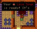 Link collecting the Lava Soup inside the Subrosian Chef's Kitchen