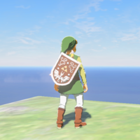 Link wearing the Hero's Shield and Hero of Winds Set