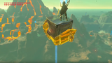 A mine cart and a metallic crate used to create a "Flying Machine" contraption via the use of Magnesis in Breath of the Wild