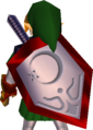 Adult Link wearing the Mirror Shield, showing the N64 Link Model