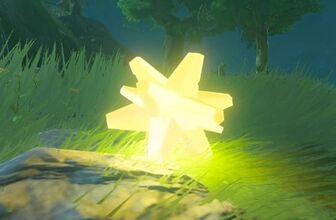 A glowing Star Fragment at night