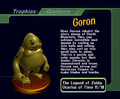 Goron trophy from Super Smash Bros. Melee, with text