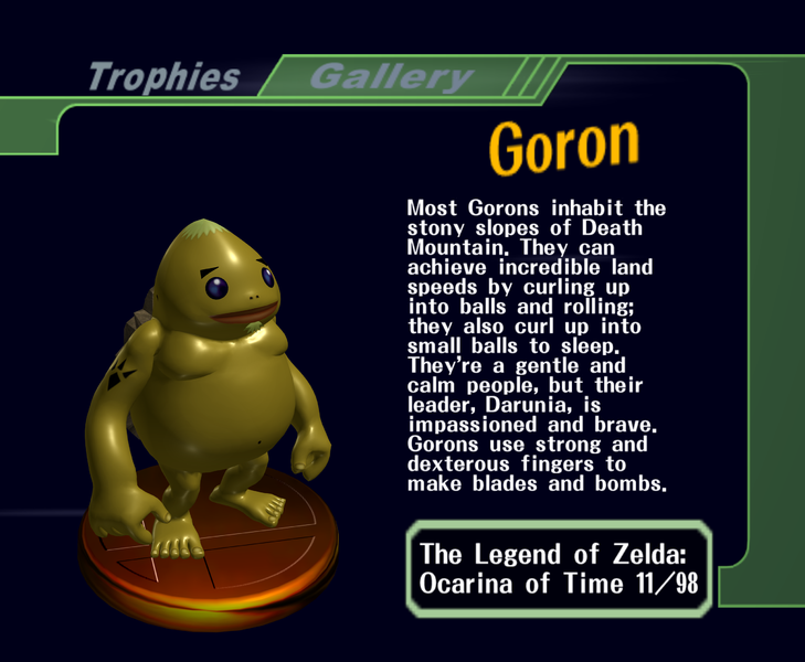 File:Goron - SSB Melee Trophy 220 with text.png