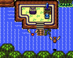 Link near a raft in Link's Awakening DX