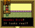 Syrup giving Link the Wooden Bird inside the Potion Shop