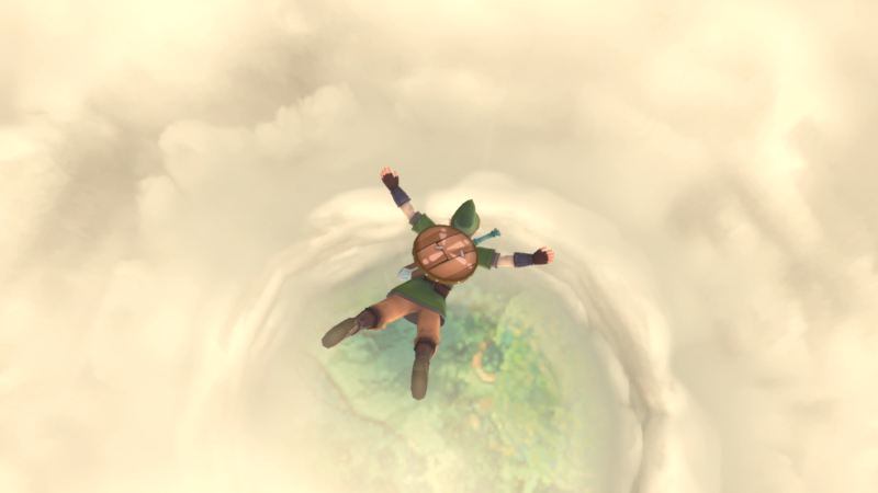 File:Link Skydiving to Faron - SSHD prerelease screenshot.png