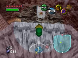 15. In the main room, there is a small hidden cubby that holds a chest containing the last Stray Fairy. You can see where it is by the patch of ice hanging off the ledge (or use your Lens of Truth). To get to it, you'll have to jump from a higher level. After knocking out the top two ice discs as Goron Link, take the mask off and run towards the edge of the pillar (as pictured) and roll to extend your jump down into the hidden room.