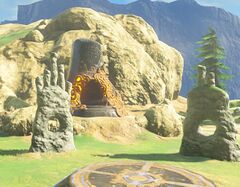 The Voo Lota Shrine rises up from the ground at Warbler's Nest, after completing the Recital at Warbler's Nest Shrine Quest. The shrine lies directly west of Rito Village, and is close to Dragon Bone Mire.