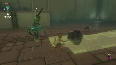 Defeat the Soldier Construct and then break the boulders that lead to the altar at the end of the shrine