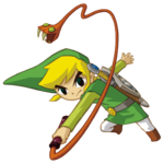 Artwork of Link using the Whip in Spirit Tracks