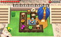Stall in Hytopia Castle Town from Tri Force Heroes, with StreetPass-only items "sold out".