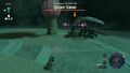Link fights the Queen Gibdo dungeon boss on a boss platform