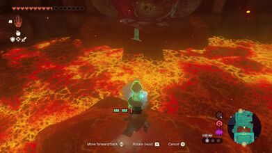 Grab a hydrant and use it on the lava to create platforms