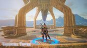 Link standing on top of the Tabantha Tower's Travel Gate