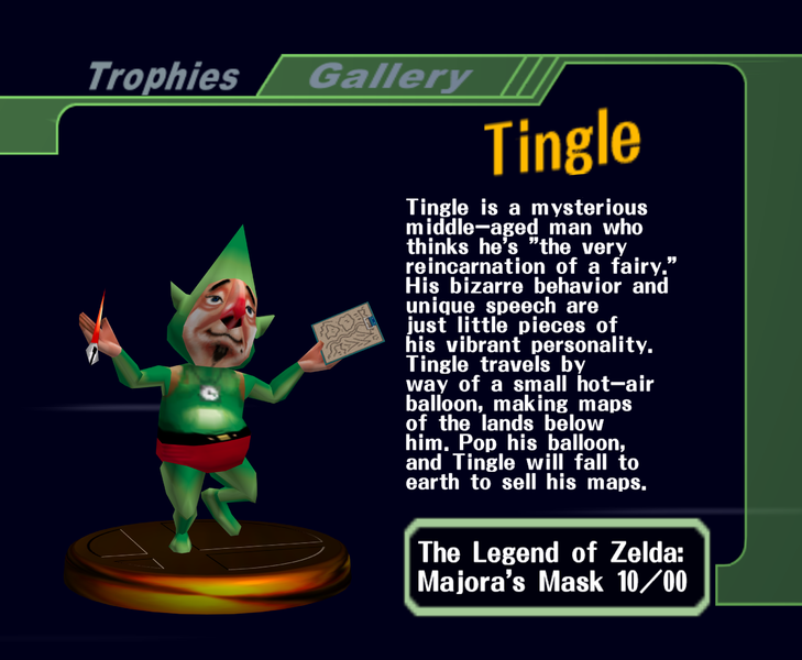 File:Tingle - SSB Melee Trophy 170 with text.png