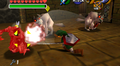 Link battling two White Wolfos from Ocarina of Time