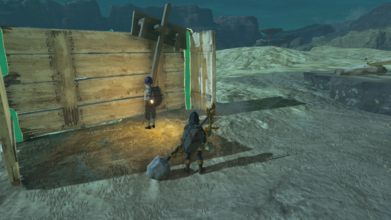 Location - Hyrule Ridge Found south of the small Lake, Link can hold up the sign using the nearby Boards.