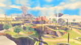 Skyloft, with the Statue of the Goddess in-context, from Skyward Sword HD