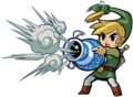 Artwork of Link and Ezlo using the Gust Jar from The Minish Cap