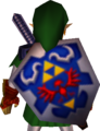 Adult Link wearing the Hylian Shield, showing the Link Model