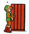Link entering a door.