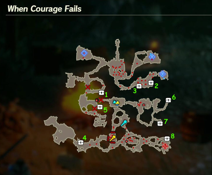 There are 8 treasure chests found in When Courage Fails.