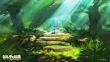 Artwork of the Master Sword in Korok Forest from Breath of the Wild