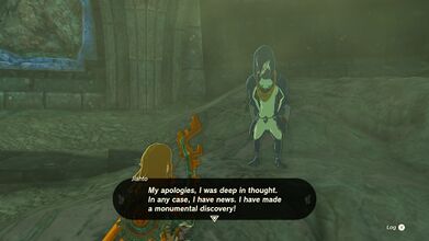 Link talking to Jiahto in Tears of the Kingdom