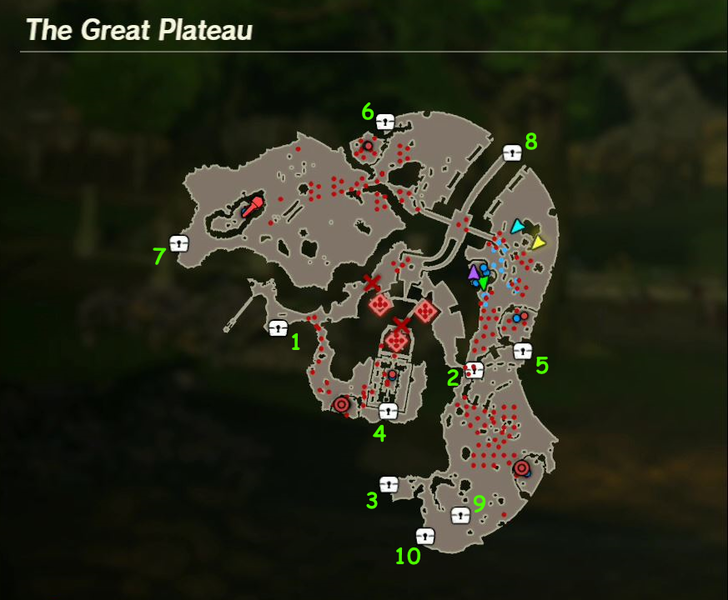 There are 10 treasure chests found in The Great Plateau.