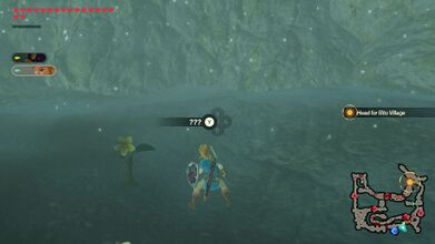 In the alcove just east of the starting location. Examine the yellow flower to get the Korok.