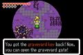 Link acquiring the Graveyard Key in The Minish Cap.