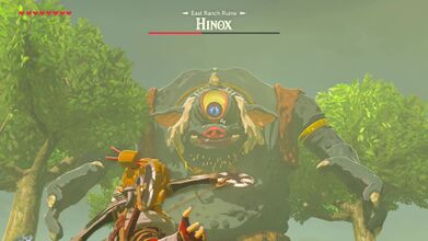 Fighting a Blue Hinox at the East Ranch Ruins.